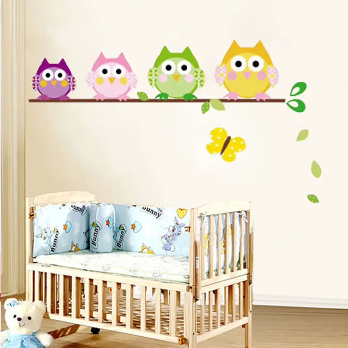 4 Красочные Совы бабочки дети питомник Настенная Наклейка Декор винил A LXL | Дом и