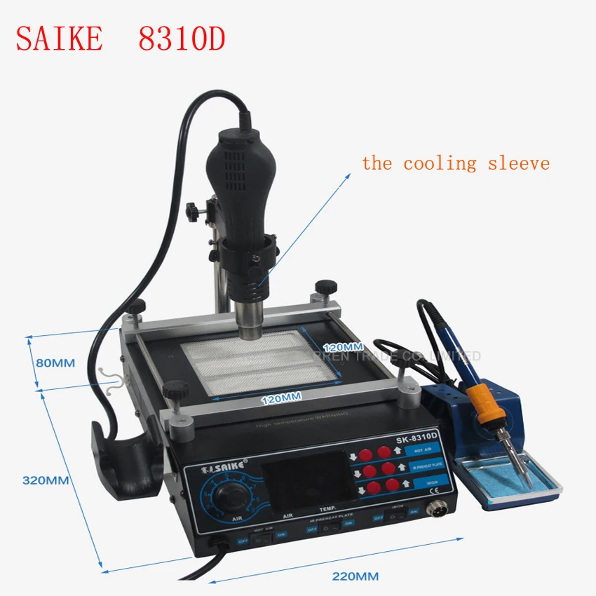 Rework Station 220v or 110v soldering station hot air station+soldering iron+Preheat station 3 in 1 SAIKE 8310D