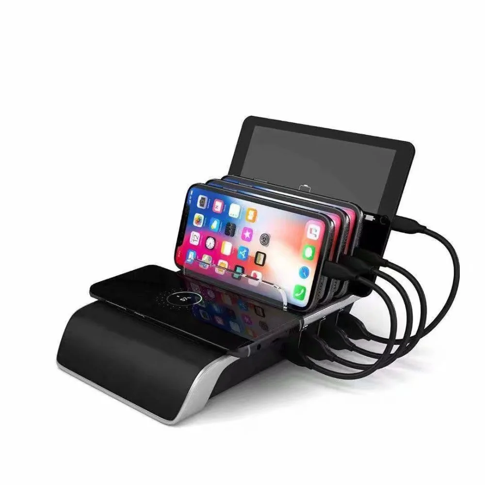 Быстрое беспроводное зарядное устройство для Iphone samsung Qc 3,0 Быстрая зарядка несколько Usb портов зарядная док-станция Настольный телефон Органайзер несколько