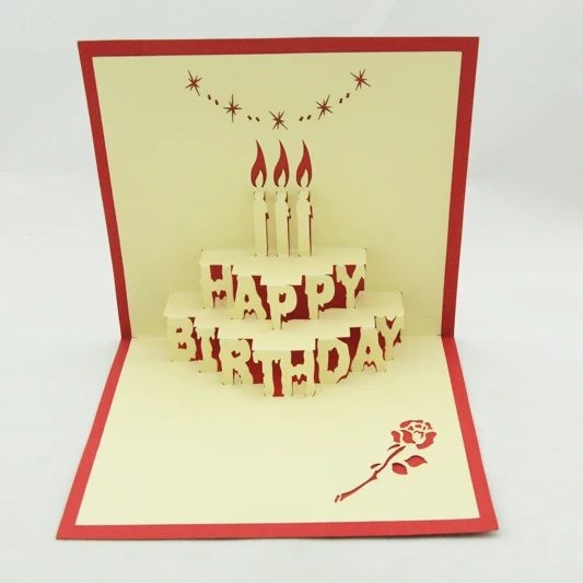誕生日ケーキポップアップカード 3d切り紙誕生日カード 手作りグリーティングカード送料無料 Birthday Cake Pops Greeting Cardshandmade Greeting Cards Aliexpress