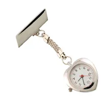 Серебряный Нержавеющая сталь ремешок для наручных часов карманные Heart часы для медсестры карманные часы клип Изящные кварцевые медицинские часы