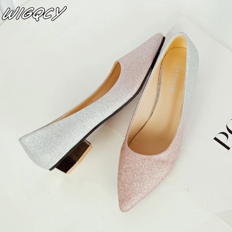 

Female Korean version of the sexy thick with high heels shallow mouth set foot leather pointed Mary Jane shoes solid color PU