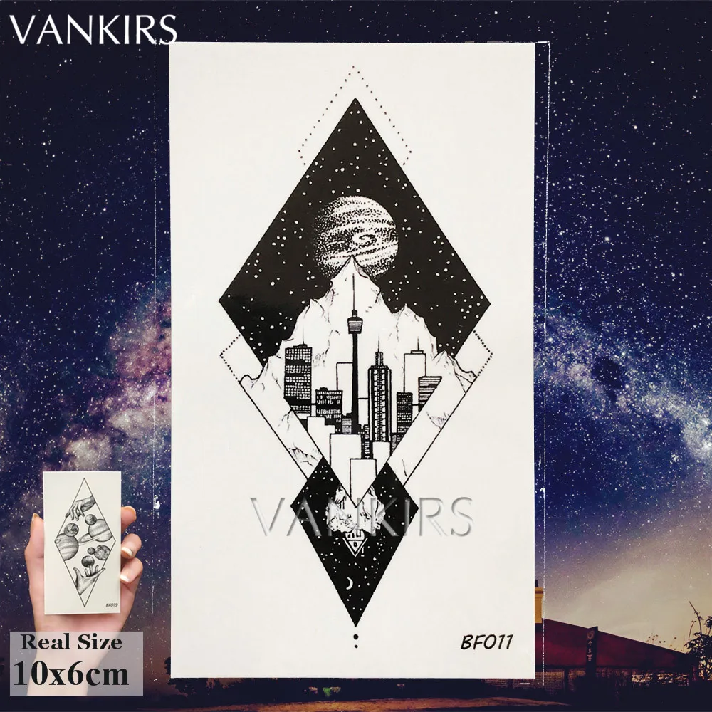 VANKIRS черный хна Тотем поддельный татуировки наклейки геометрический пентаграмма для женщин временная татуировка мужчин рука лодыжки знак DIY тату поставки - Цвет: VBF011