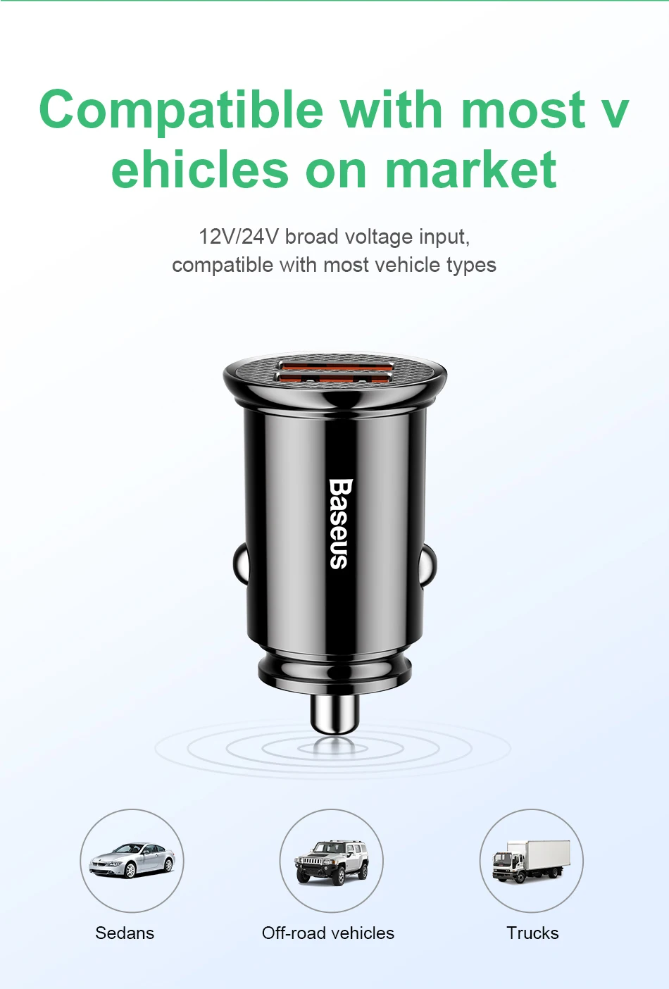 Baseus 30W Quick Charge 3.0 Dual USB A Car Charger [BS-C16Q1] Pakistan brandtech.pk