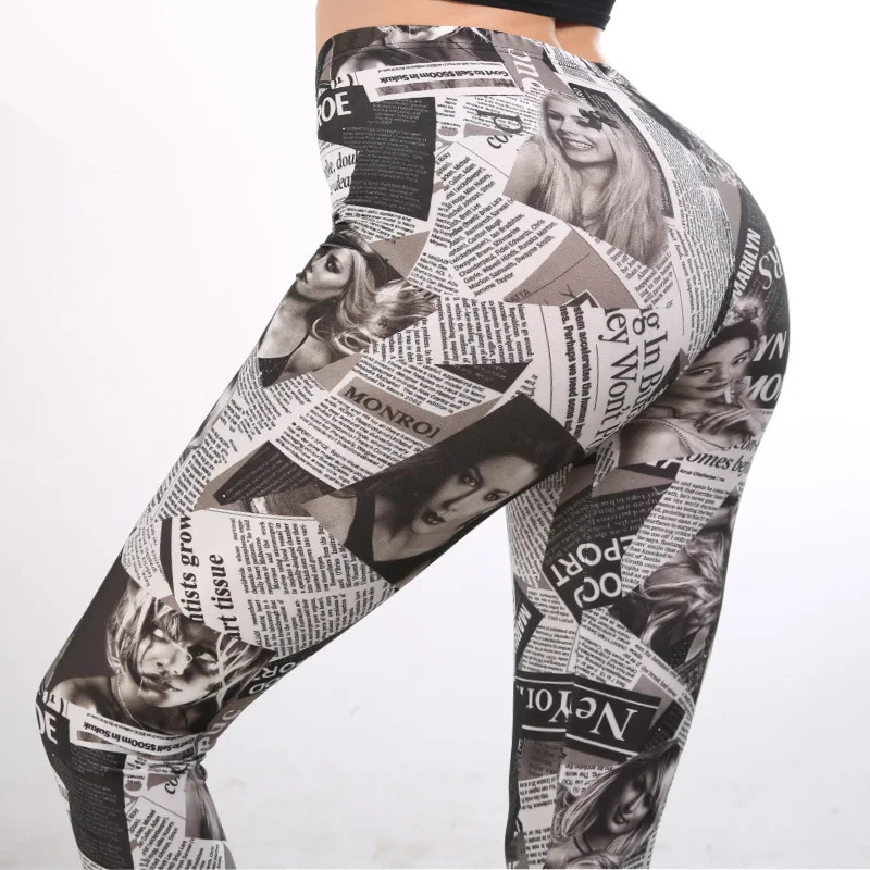 Леггинсы пуш-ап Фитнес 3D цифровая печать женские леггинсы бедра граффити спортивные модные эластичные тонкие брюки плюс размер