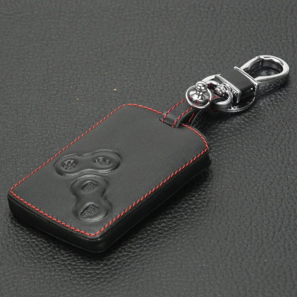 Jingyuqin Leather Keychain Key Case Holder For Renault Clio Scenic Megane Duster Sandero Captur Twingo Koleos protector Cover key case key case cover keychain holder car key chain