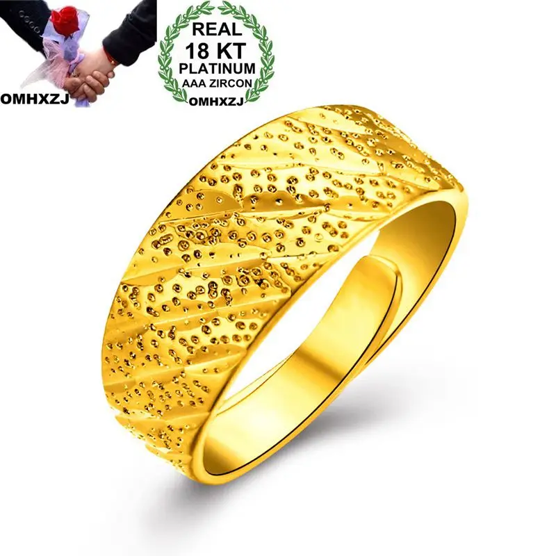 

OMHXZJ Wholesale Personality Fashion OL Woman Girl Party Wedding Gift Gold Meteor Wide 18KT Yellow Gold Ring RN08