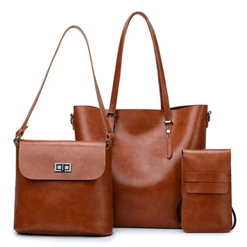 

3 pcs/set Leather Women's Handbag Bucket Women Bag Handbags Famous Brands Big Casual Tote Ladies Shoulder Bags for women 2018