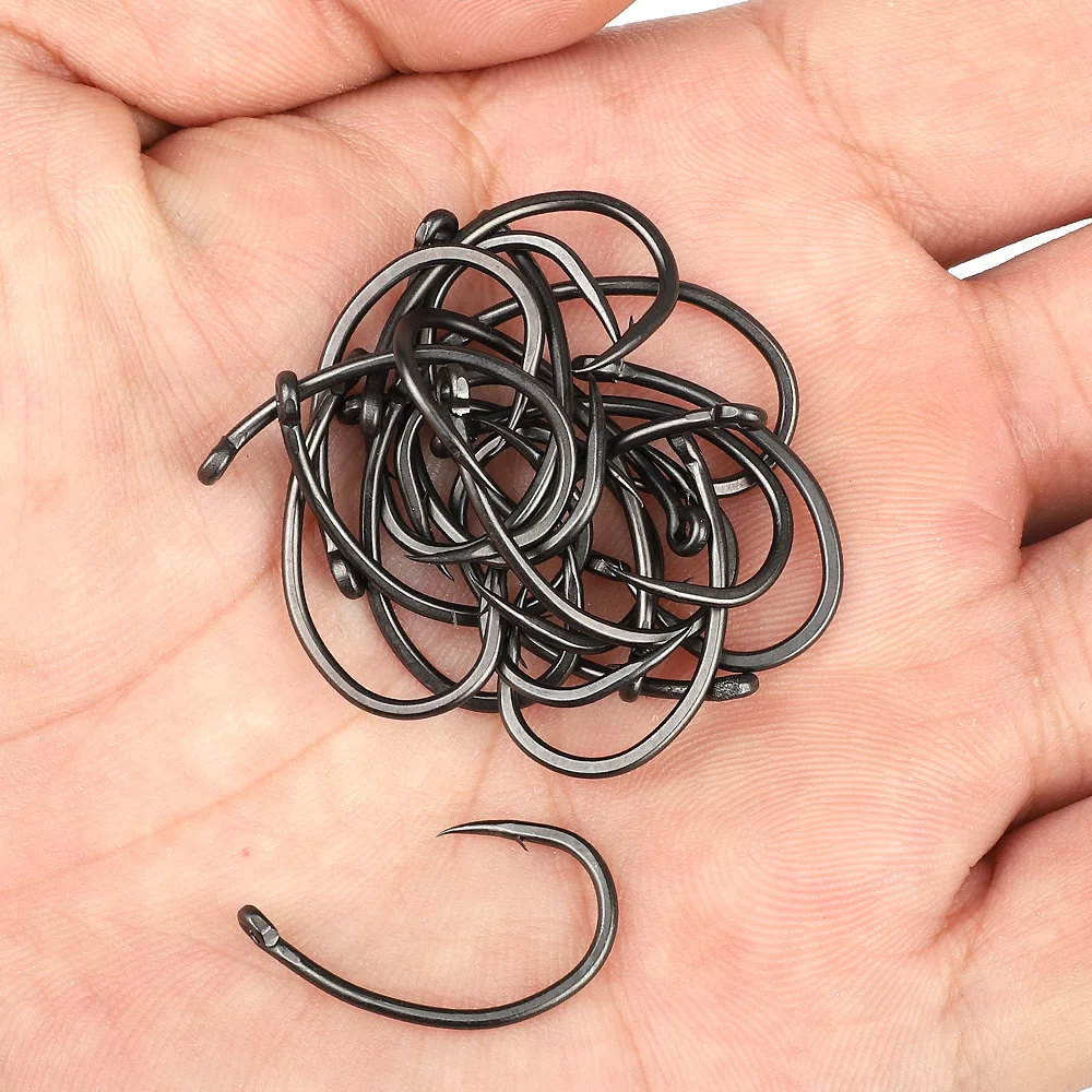 DONQL 1020pcs Barbed Fishing Hooks Set Curve Circle Fishhook Teflon Coated Fly Fishing Carp Hook For Fish Sea Accessories (11)