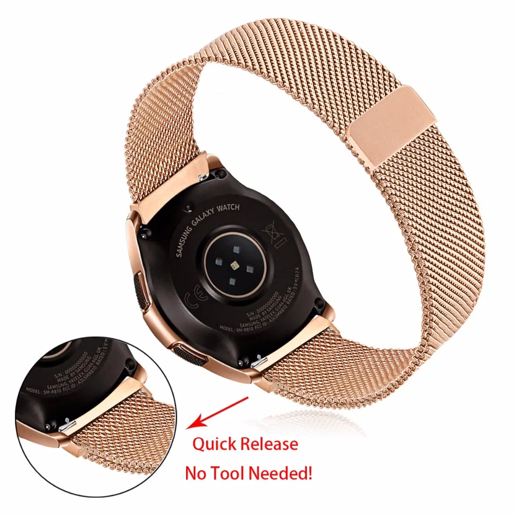 Миланского Нержавеющая сталь ремешок для samsung Galaxy Watch Active 42 мм 46 мм SM-R810/R800 магнит застежка ремешок Quick Release группа