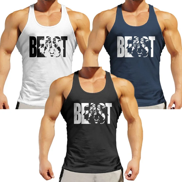 OA Men BEAST Printing Tank Tops Bodybuilding Tanks Outfits Stringer Sportswear Sleeveless Vest Singlets Shirt