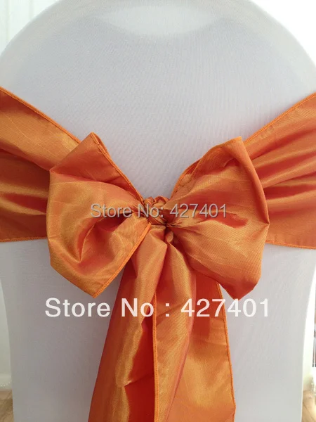 Горячая продажа оранжевый стул с обивкой из тафты створки для свадебного