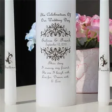 Personalizado boda unidad vela Set vinilo calcomanía vintage ceremonia de la Iglesia pegatinas de velas nupcial ducha etiquetas de regalo (sin vela)