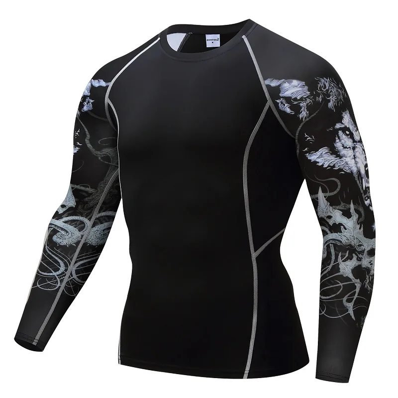 

Bodybuilding T shirt Men Wolf Compression Shirt MMA Excercise Weight lifting Base Layer Fitness Tight Mens Top ZOOTOP BEAR