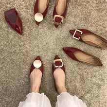 Новинка года; сезон весна; модные женские туфли на плоской подошве с квадратным носком и металлической пряжкой; женские балетки из мягкой кожи с закрытым носком; лоферы; SA66