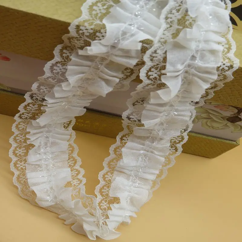 

4.5CM chiffon lace folds lace 5meters/lot lace accessories, collar side DIY clothing accessories lace SC310