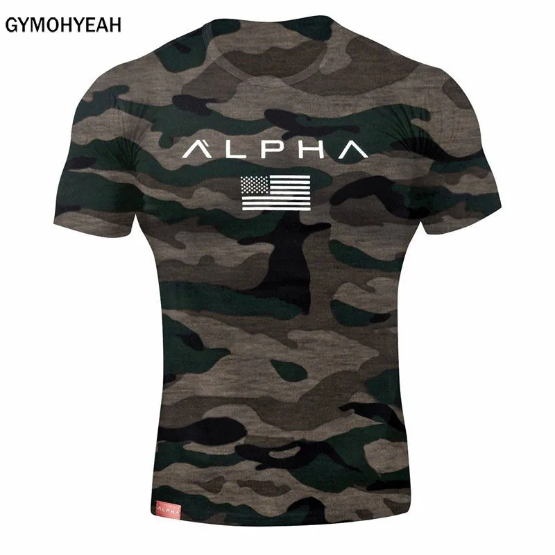 

GYMOHYEAH Summer Men's T Shirt Casual gyms camouflag Short Sleeve T Shirt Mens Clothing Trend Casual Slim Fit Fitness Top Tees