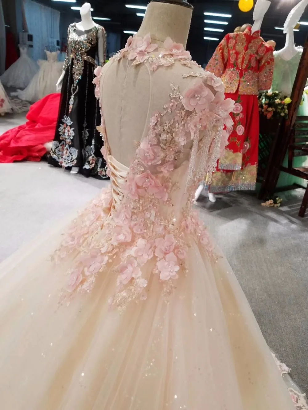 CloverBridal список лучших продавцов alibaba розничный магазин невесты платье принцессы длиной в Пол, розовое платье с кристаллами и кисточками на плечах
