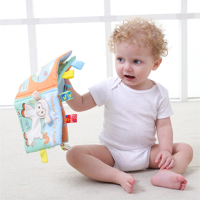 Книга из ткани о животных детские мягкие игрушки Животные Вышитые тканевые книги Новорожденные раннее развитие деятельности книги детские подарки