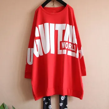 

Free shipping spring female large women long-sleeve t-shirt hip hop plus size loose basic print words shirt t-shirts 126cm