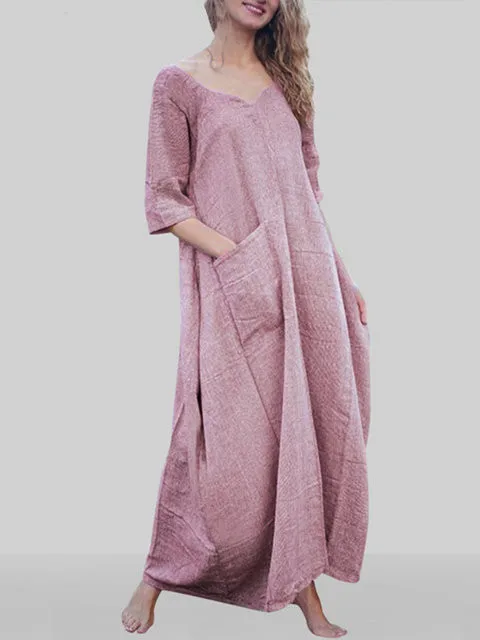 Однотонное пляжное платье длинное Для женщин Летний стиль Vestido Feminino хлопок Повседневное плюс Размеры Удобные Свободные женские макси платье# YD1