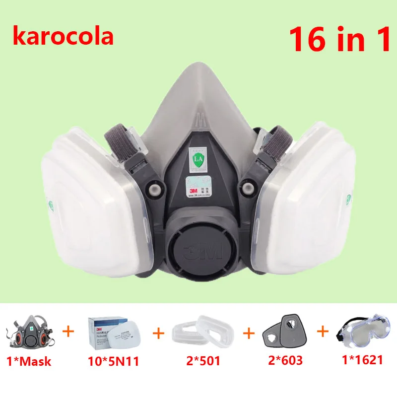 

16 in 1 Gas mask half Face Respirator 6200 603 N95 Spray Painting Protection Respirator Dust mask mine dust Polishing asbestos