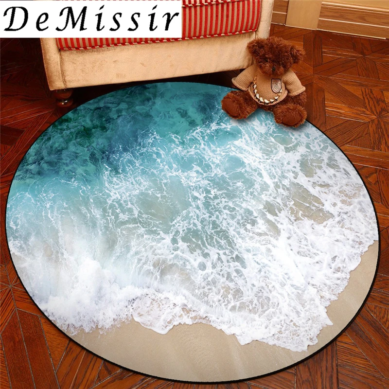 DeMissir 3D морской пляж 8 видов круглый ковер для гостиной вращающийся стул коврик нескользящий коврик tapete alfombra коврик tappeto