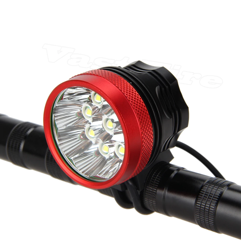 Excellent 15000lm 9x XML T6 LED Bicycle Bike Lamp HeadLamp Torch Laser Rear Light 9T6+12000mAh Battery+AC Charger+Red Laser Taillight 6