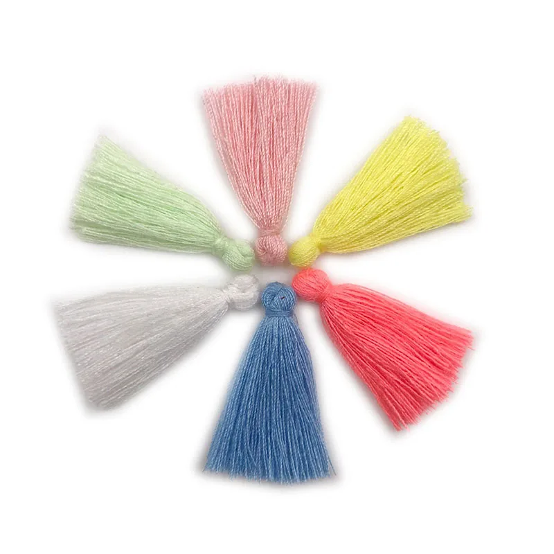 100PC 3CM Multicolor Mini Cotton Thread Fabric Tassel DIY Pendant Jewelry Bracelet Making Fringe Trim Craft Sewing Accessories