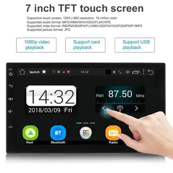 

7in Touch Screen Bluetooth USB Cable Quad-core Android 7.1 Car Stereo MP5 FM Radio GPS Navigator with North America Map