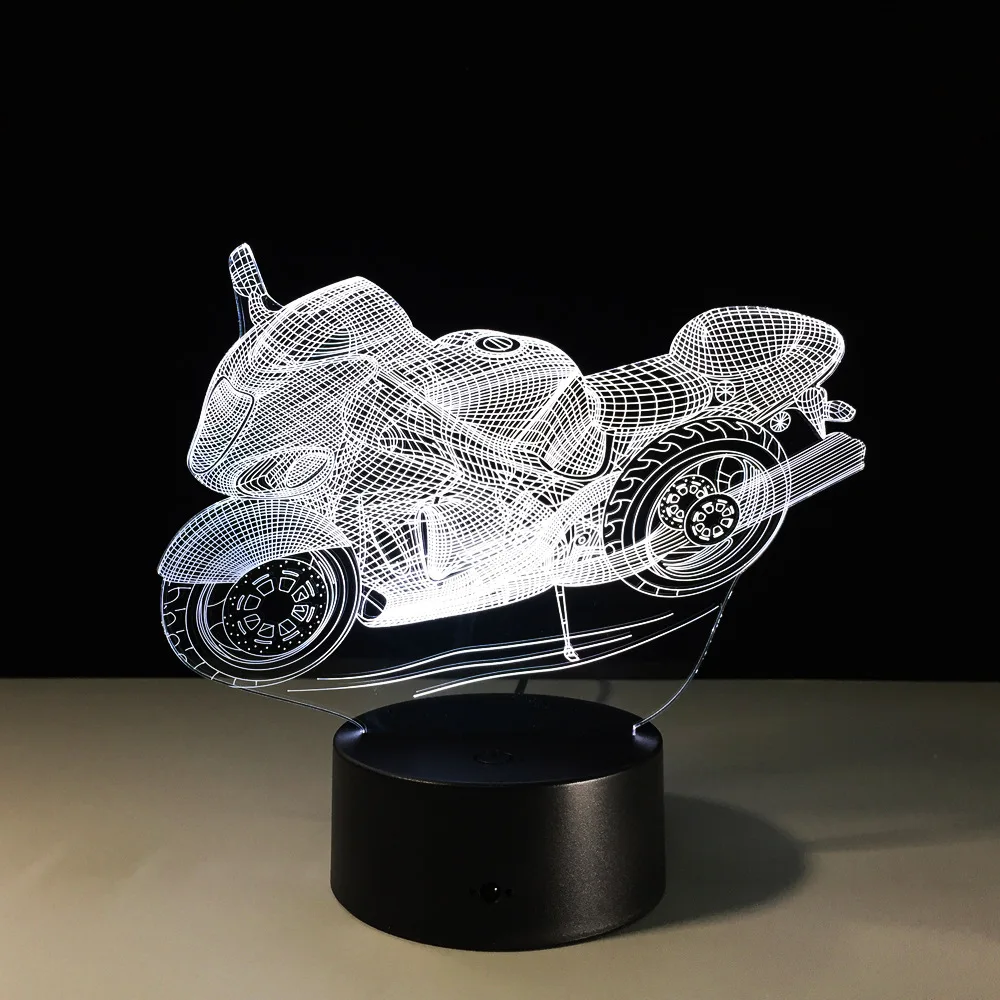 Бесплатная доставка цельнокроеное платье 3D Дизайн мотоциклетные Форма ночник украшения дома 7 цветов-изменение атмосфера лампа с USB