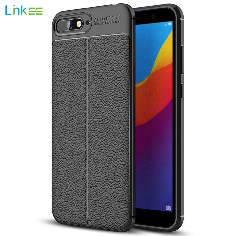Для Huawei Y6 2018 чехол силиконовый ударопрочный Роскошный кожаный Личи узор мягкий
