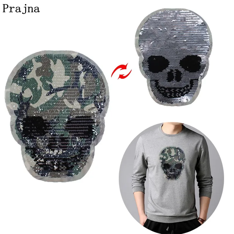 

Prajna Camouflage Military Patches Reversible Change Color Sequins Patch Jacket Motorcycle Jacket DIY Tactical Clothing Applique