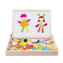 Многофункциональные развивающие деревянные магнитные игрушки-головоломки для детей, детские развивающие мольберт для рисования
