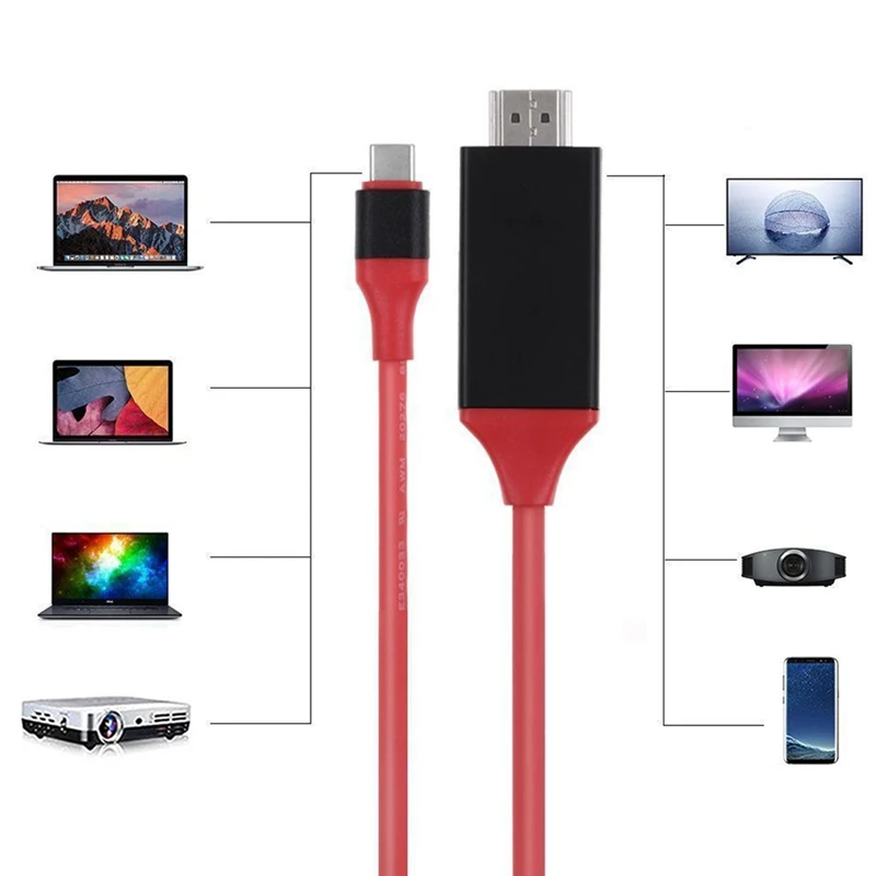 2 м USB-C Тип C USB 3,1 к HDMI 4 k, 2 k HD кабель для Macbook Galaxy S8& XPS13 ноутбук