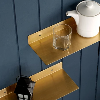

Gold Nordic Wall Decoration kitchen Magazine Storage Holders Racks Brass copper Modern Design Hanger for corridor Rails shelf