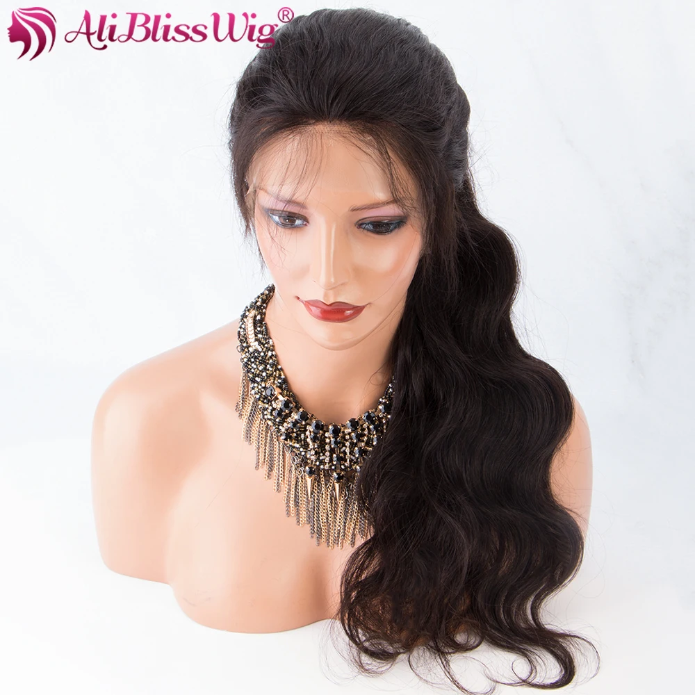 AliBlissWig Pre Plucked Lace Front Human Hair Wigs With Baby Hair Brazilian Remy Medium Cap Medium Brown Body Wave  (3)