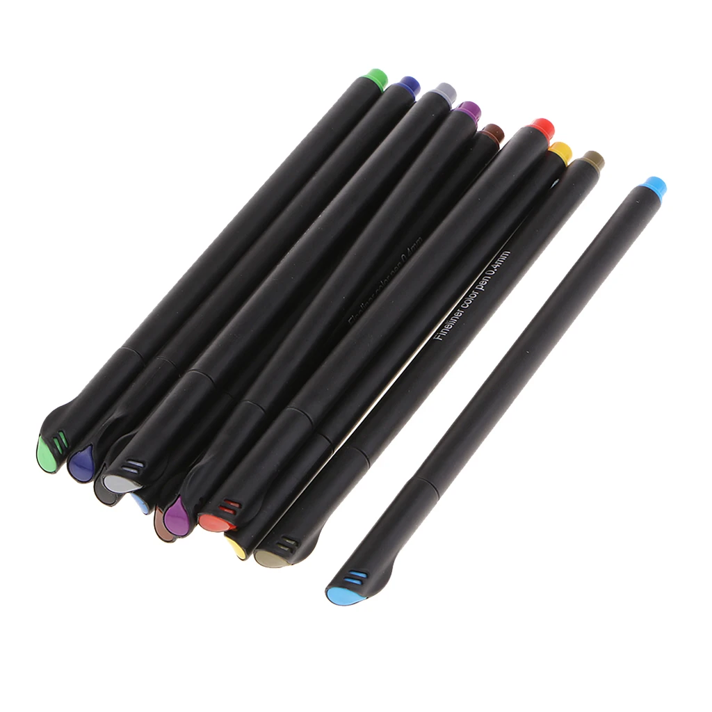 12Fineliner Color Pens Set,0.4mm Fine Line Colored Sketch Writing Drawing Pen for Journal Planner Coloring Book, Art Markers Pen