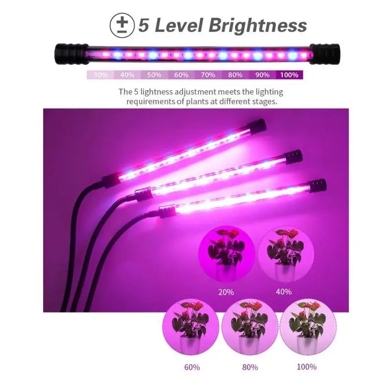 

LED Grow Light Dual Head Tube Dimmable Full Spectrum Timing Lamp Bulbs Indoor Planr Plant Hydro Growing Lights Greenhouse Z2