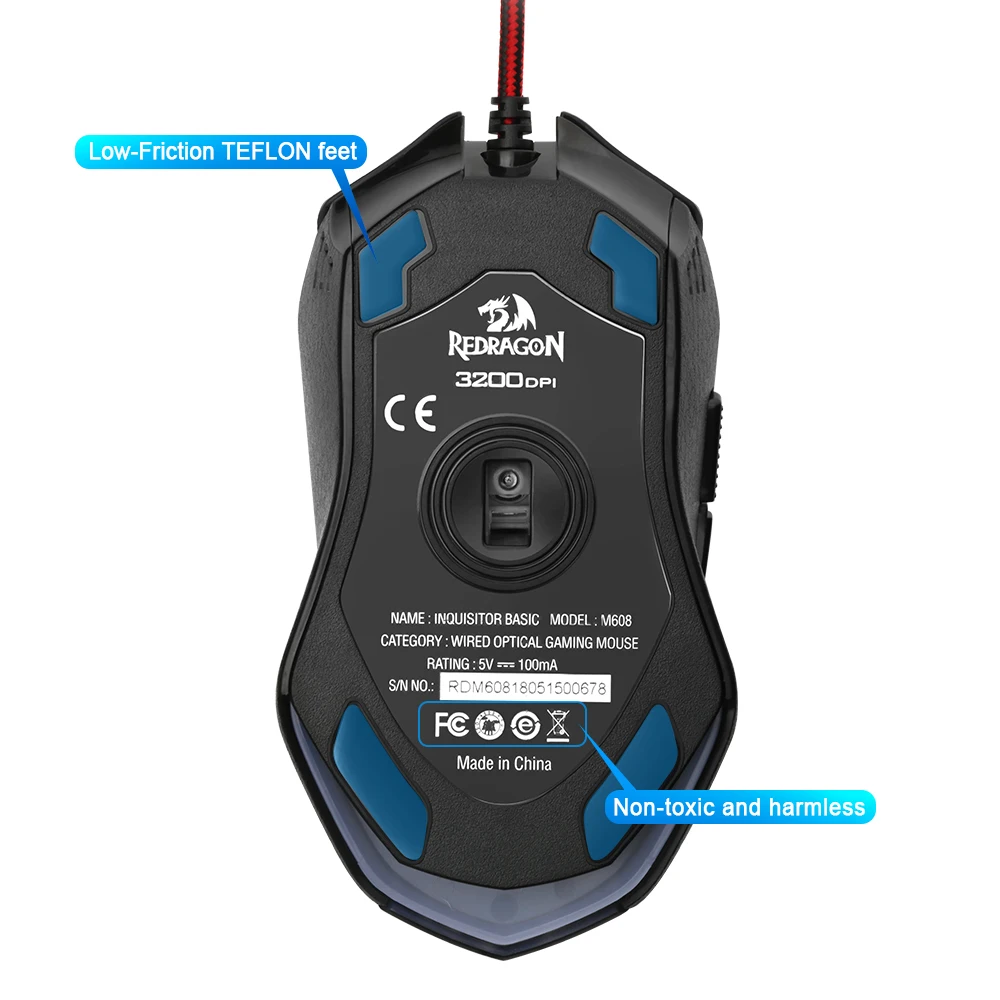 RedDragon® High Quality USB Gaming Mouse 3200 DPI 6 Buttons Ergonomic Design