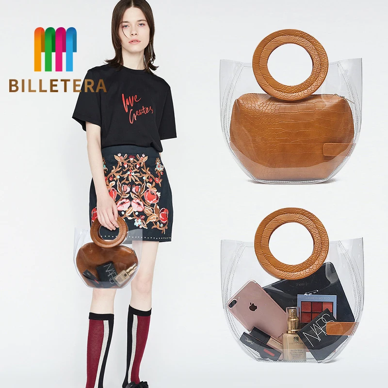 

BILLETERA New Transparent Lady Handbag Jelly Multi-color Lady Bag Composite Bag