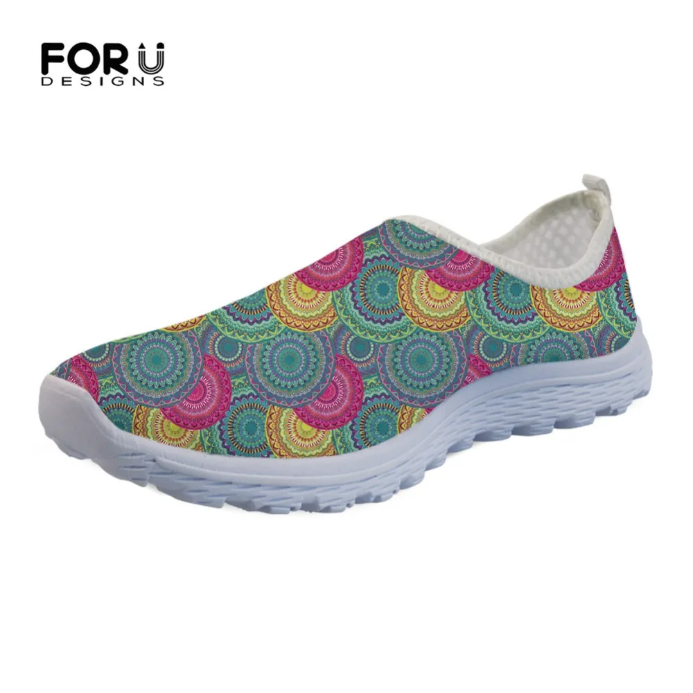 

FORUDESIGNS Casual Sneakers Women Flats Fashion Summer 3D Bohemian Printed Breathable Air Mesh Ladies Light Shoes Loafers Woman