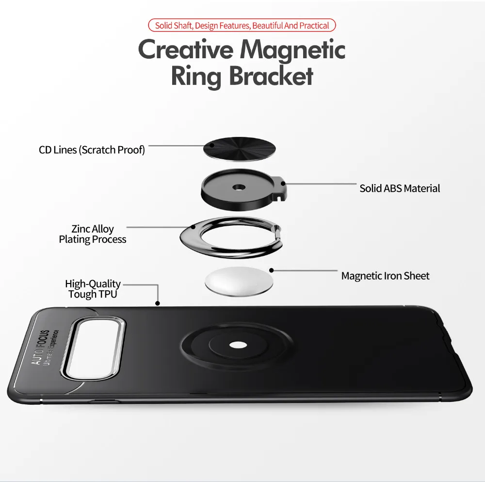 1000 шт роскошный силиконовый чехол для samsung Galaxy S10 5G S10E S9 Plus S8 Note 10 Pro 9 8 Магнит металлическое кольцо-Держатель подставка ТПУ чехол