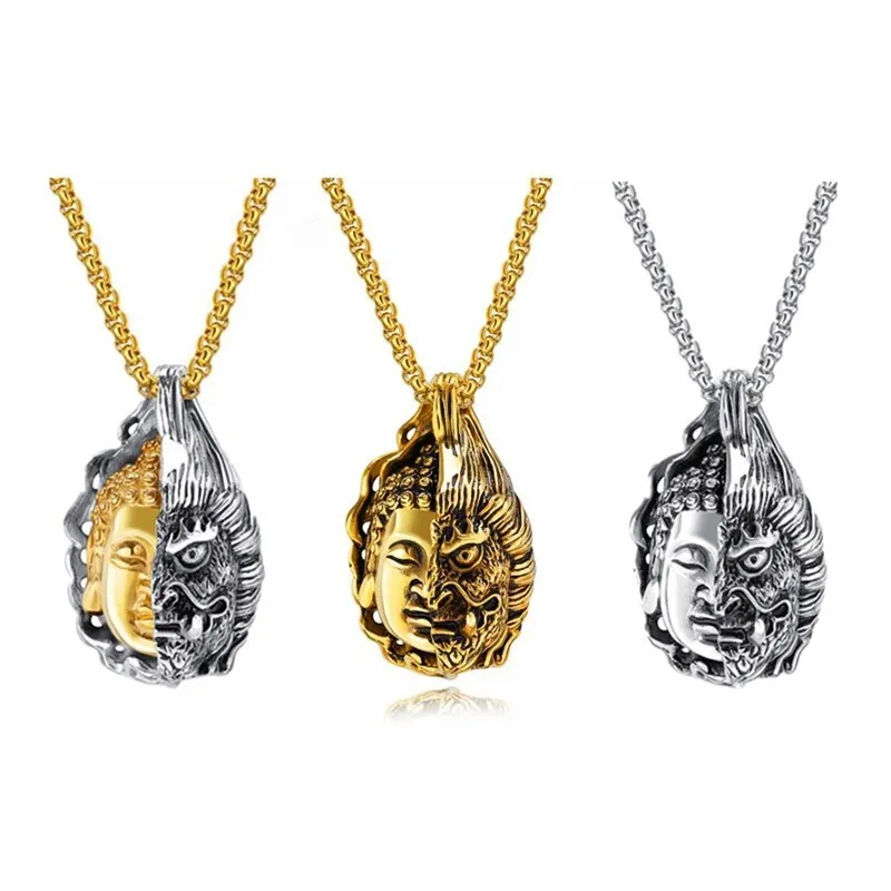 

Personality Buddha Magic Necklace Men's Long Titanium Steel Pendant Male Retro Pendant Jewelry Accessories