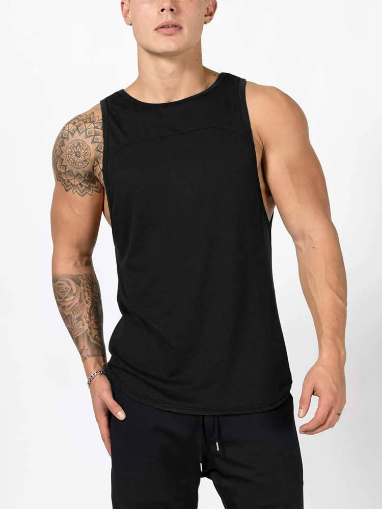 

Muscleguys Brand Plain Gyms Clothing Fitness Mens Tank Top Sporting Vest Bodybuilding Stringer Cotton Patchwork Undershirt