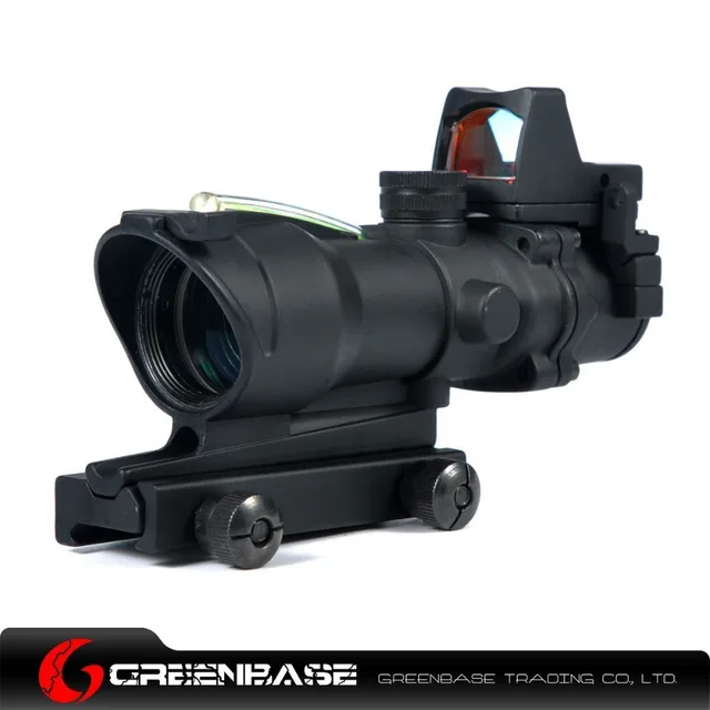 Cheap Greenbase ACOG Fiber Rifle Scope Optic Air Gun Hunting Red Dot Sight  for m4a1 Rifle EC 4X32 Green optical fiber