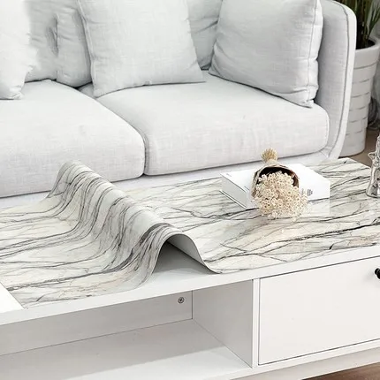  New Arrive sale Black and White Marble PVC Waterproof Table cloth Rectangular Thickn1.0MM Tableclot