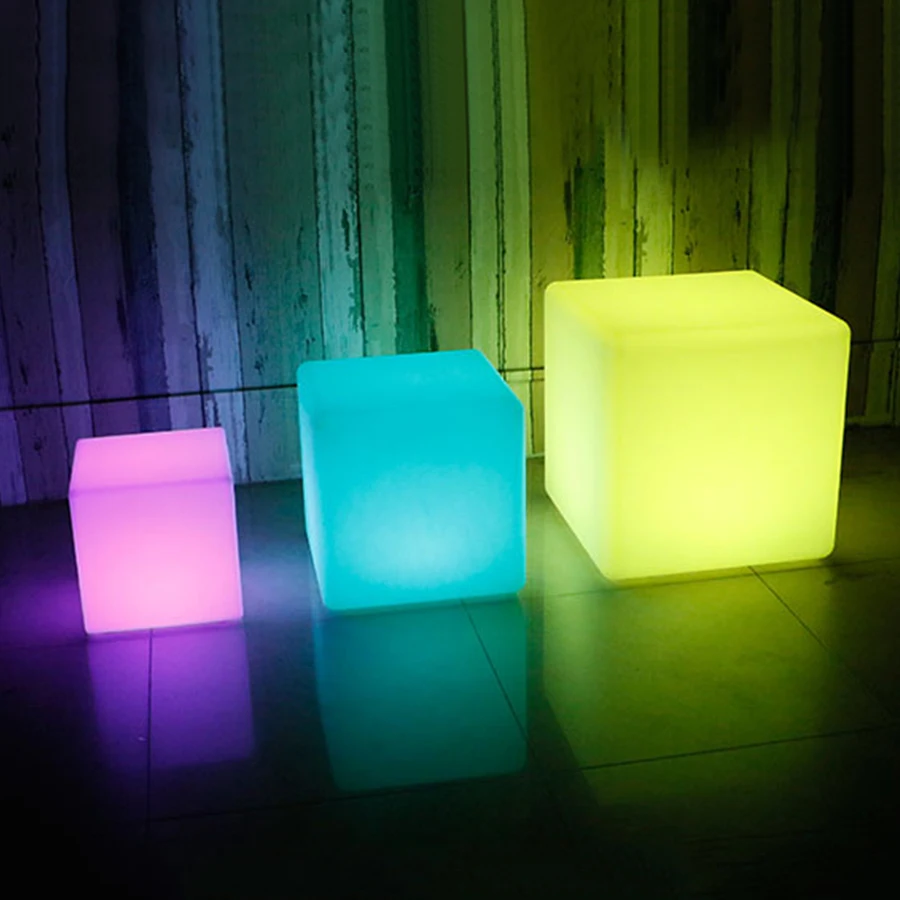 Thrisdar RGB перезаряжаемая светодиодная подсветка мебель куб табурет лампы с пультом внешний светодиодный куб стул бар KTV пластиковый стол