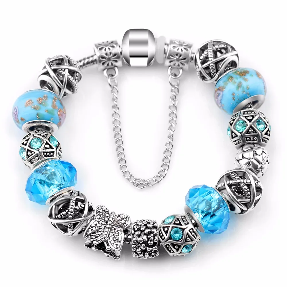 الفضة القلب سحر سوار مع سلسلة أمان للنساء الأصلي مجوهرات متوافق مع VRC أساور