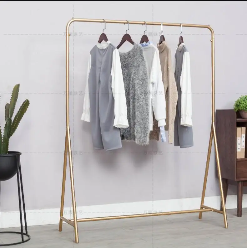 

Wrought iron clothing store display rack gold simple hanger landing women's clothing hanging display side hanger